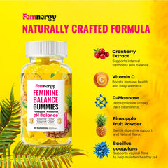 Femnergy pineapple cranberry flavored gummies showcase a tasty daily wellness routine