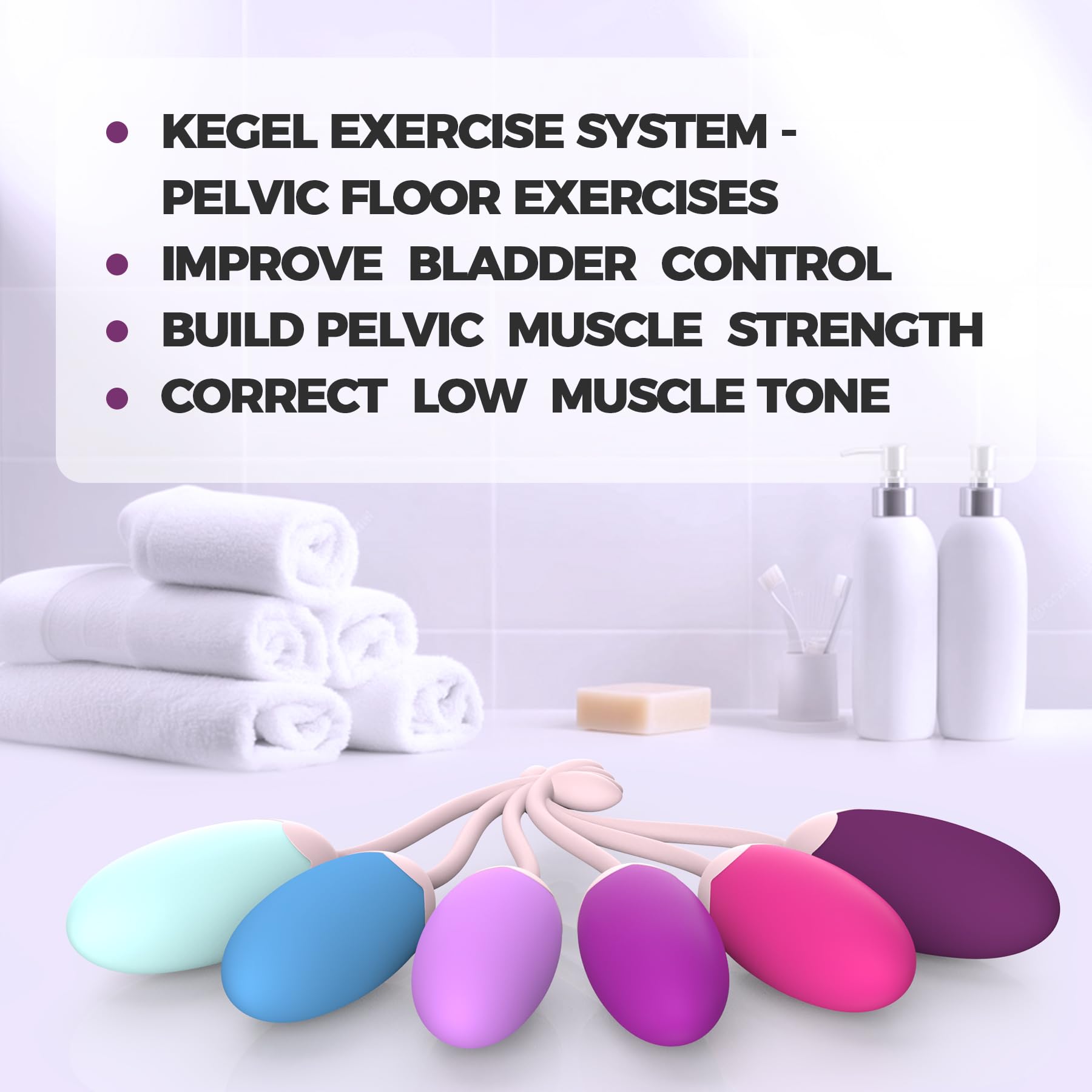 FENHUA Kegel weights collection showcases six resistance levels for progressive training.