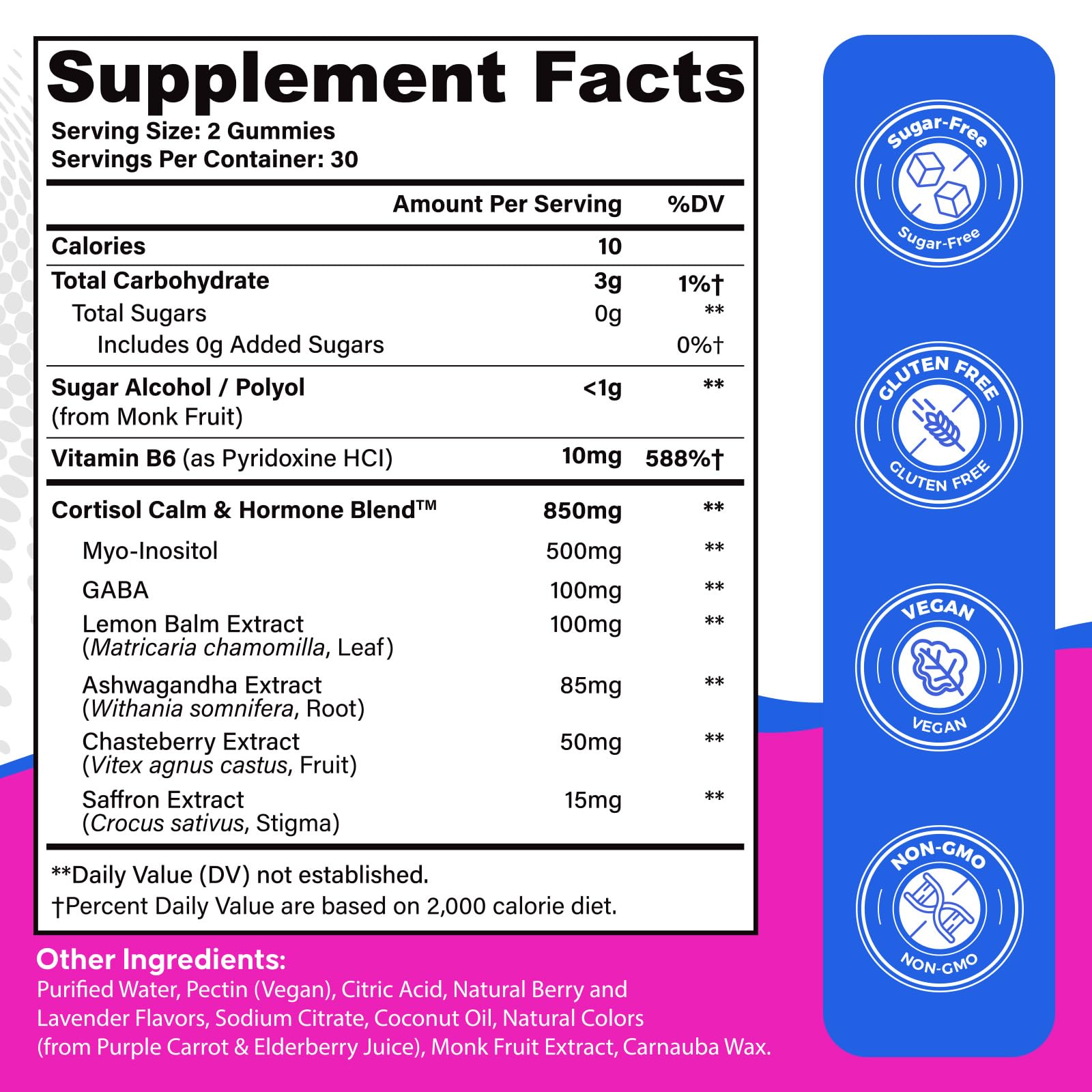 Feoawsnmu cortisol-women gummies berry lavender flavor enhances mood.