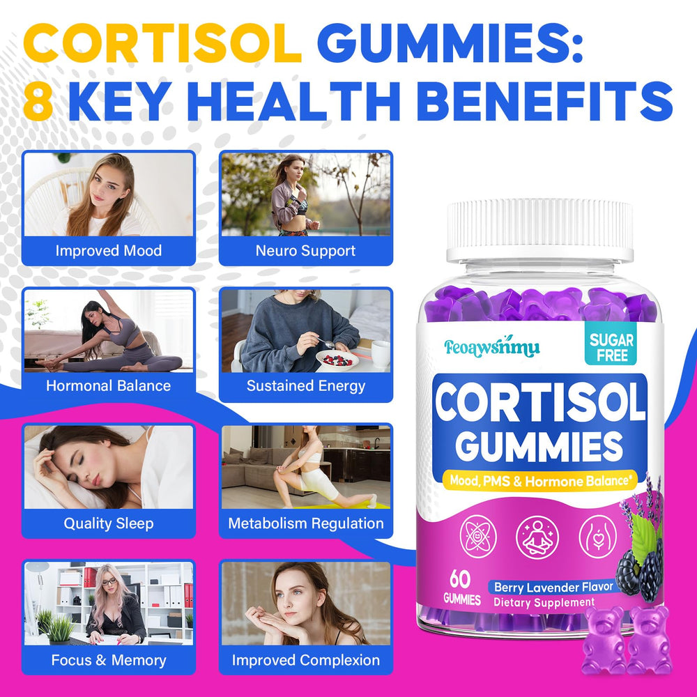 Feoawsnmu cortisol-women gummies soft chewy texture for easy use.