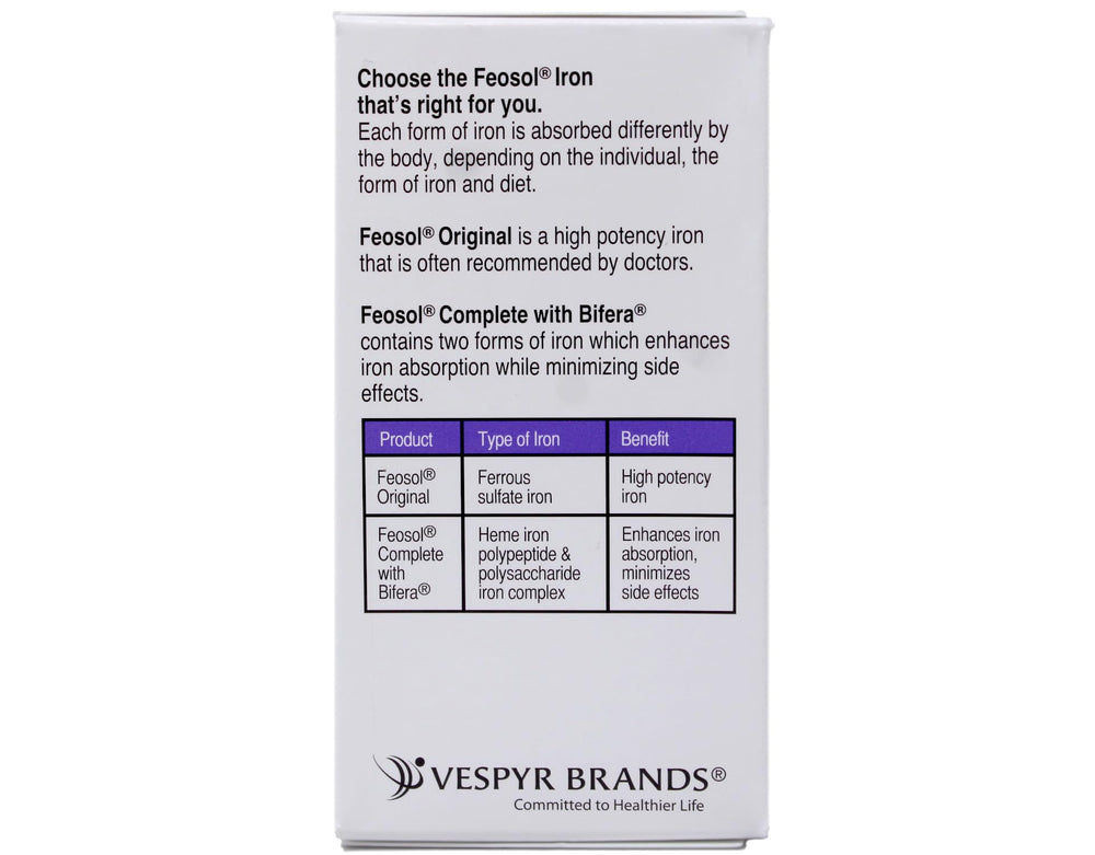 Feosol Bifera dosing card demonstrates once-daily usage