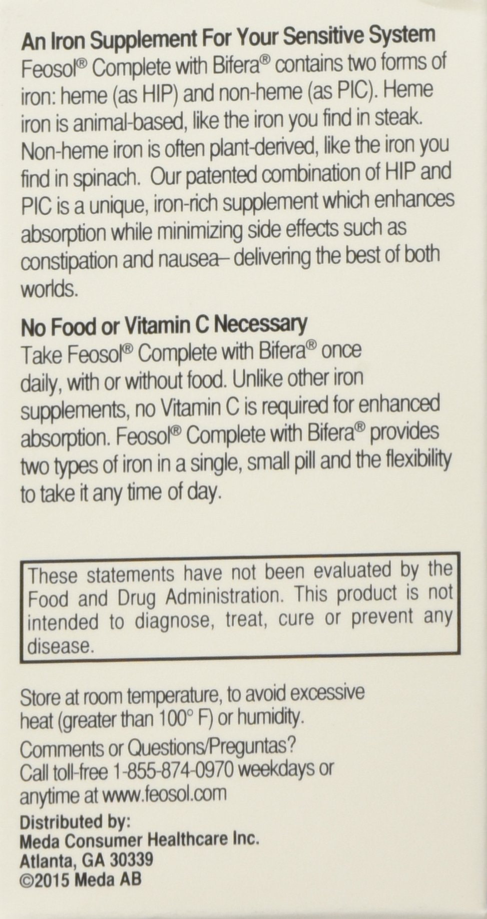 Feosol Complete USA-made production label highlights quality.