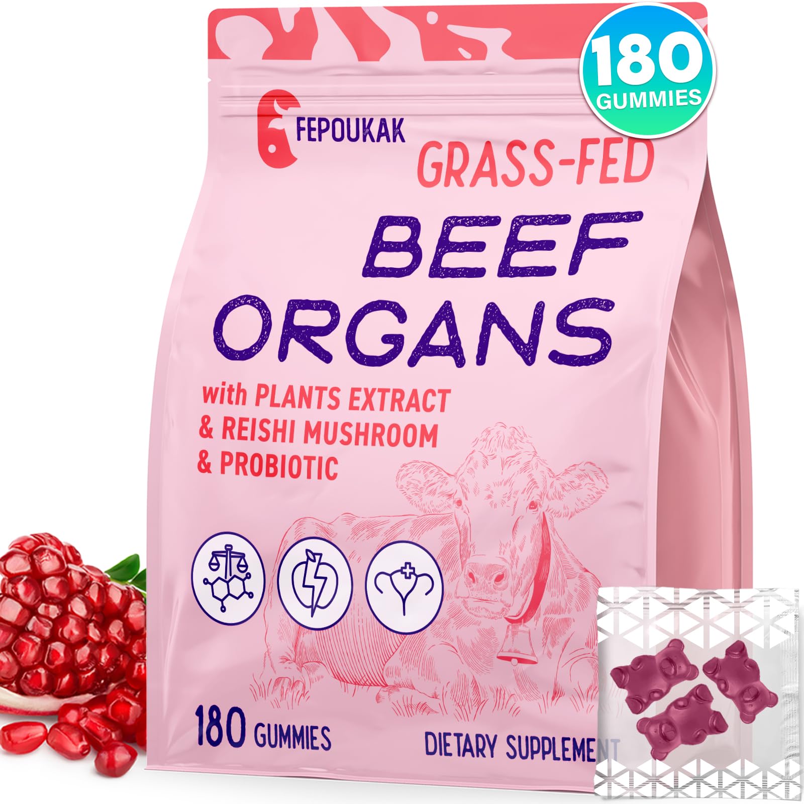 Fepoukak Beef Organ Gummies bottle for women supports hormone balance.