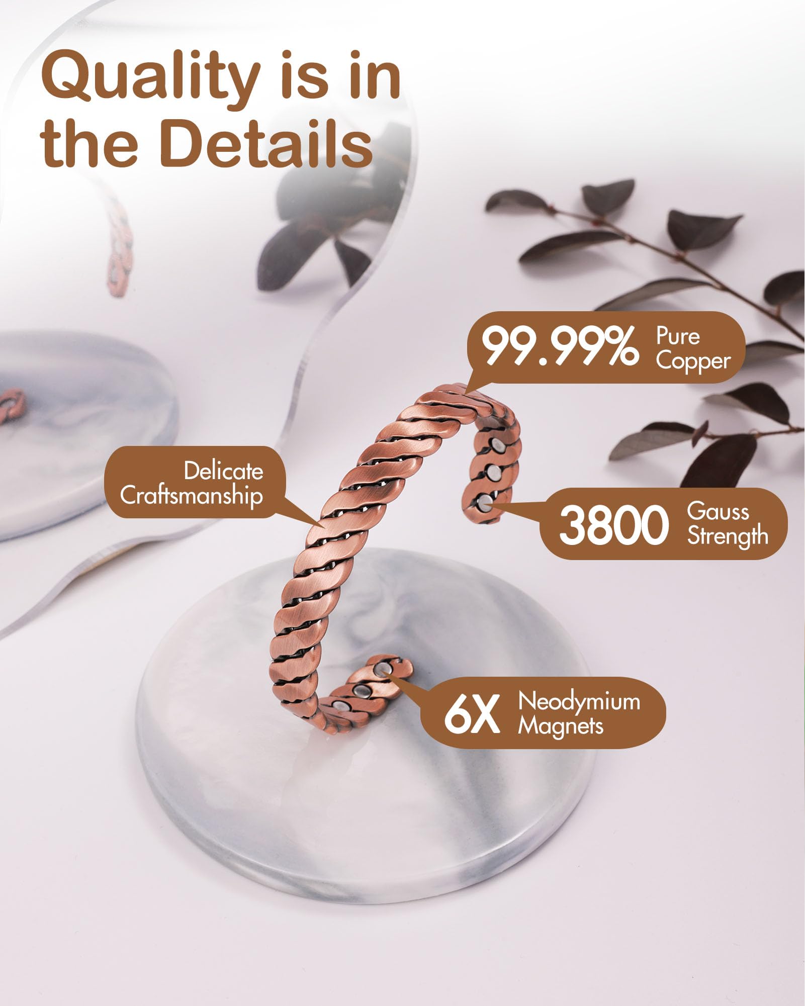 Feraco 3800 gauss magnets bracelet demonstrates strong magnetic capability for potential wellness support.