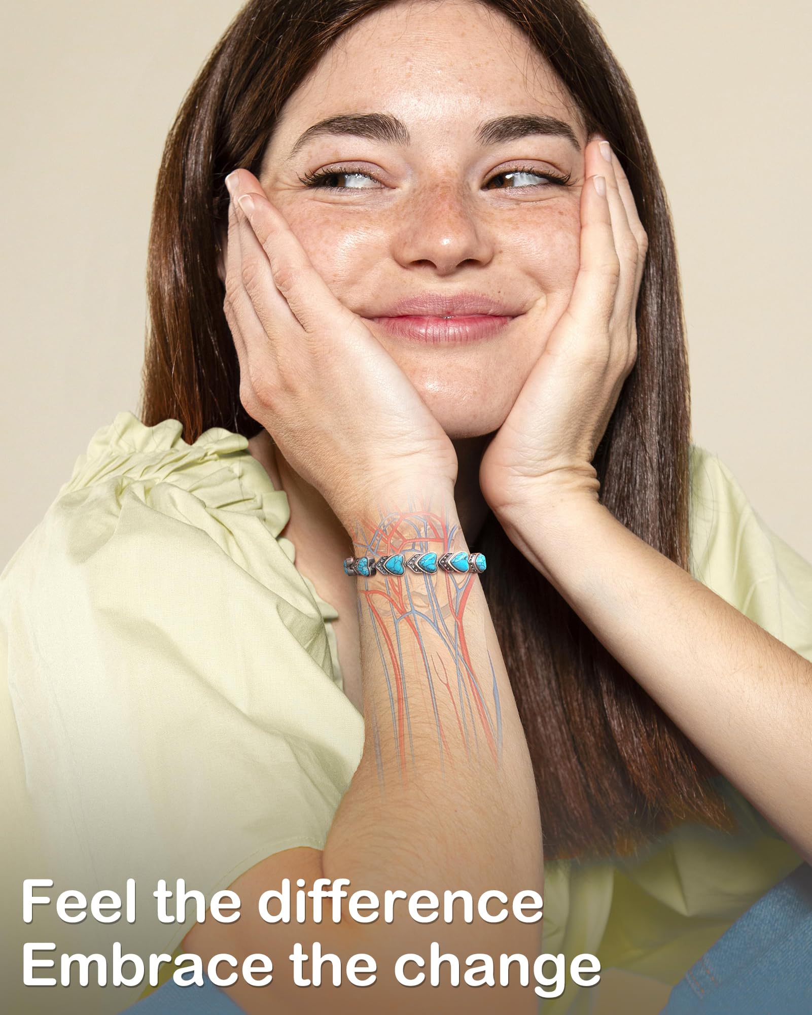 Feraco 3800 gauss magnets embedded in copper bracelet for subtle daily support.
