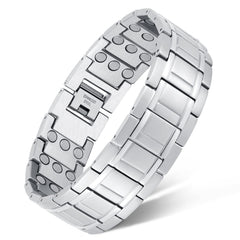 Feraco 3X Magnetic Bracelet closeup shows gunmetal finish and magnet-rich design.