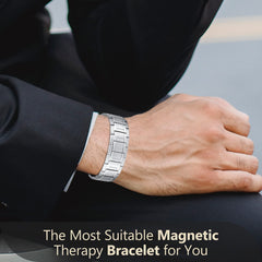 Feraco 3X Magnetic Bracelet wrist fit demonstrates adjustable sizing tool in action.