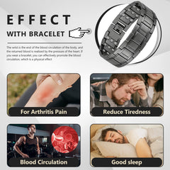 Feraco titanium steel detail highlights hypoallergenic, durable materials.