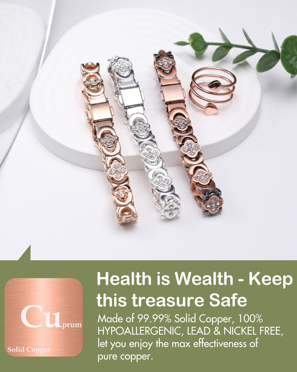 Feraco adjustable bracelet kit featuring sizing tool for a precise fit.