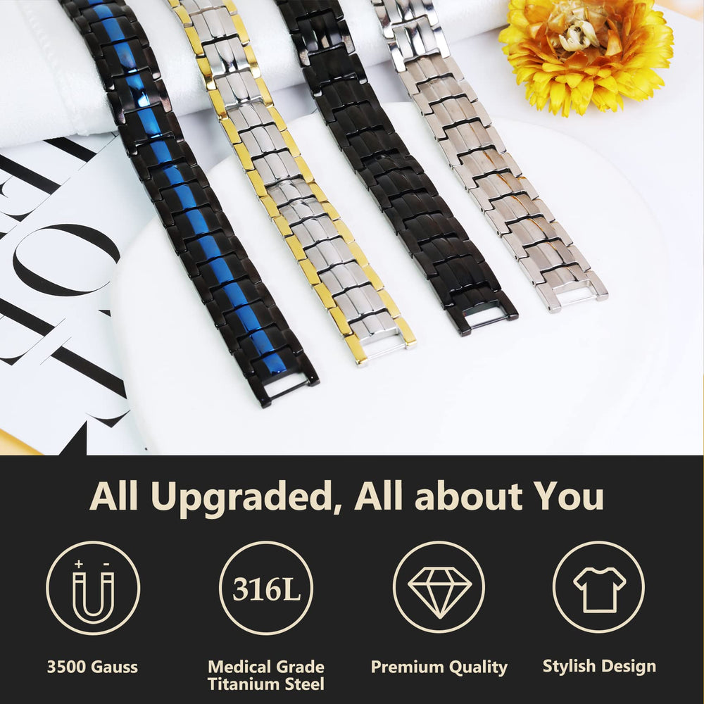 Feraco adjustable magnetic bracelet with link removal tool for precise sizing