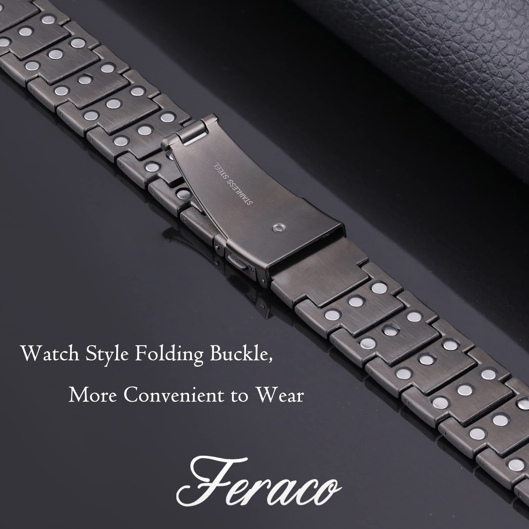 Feraco adjustable sizing tool included enabling perfect fit on any wrist
