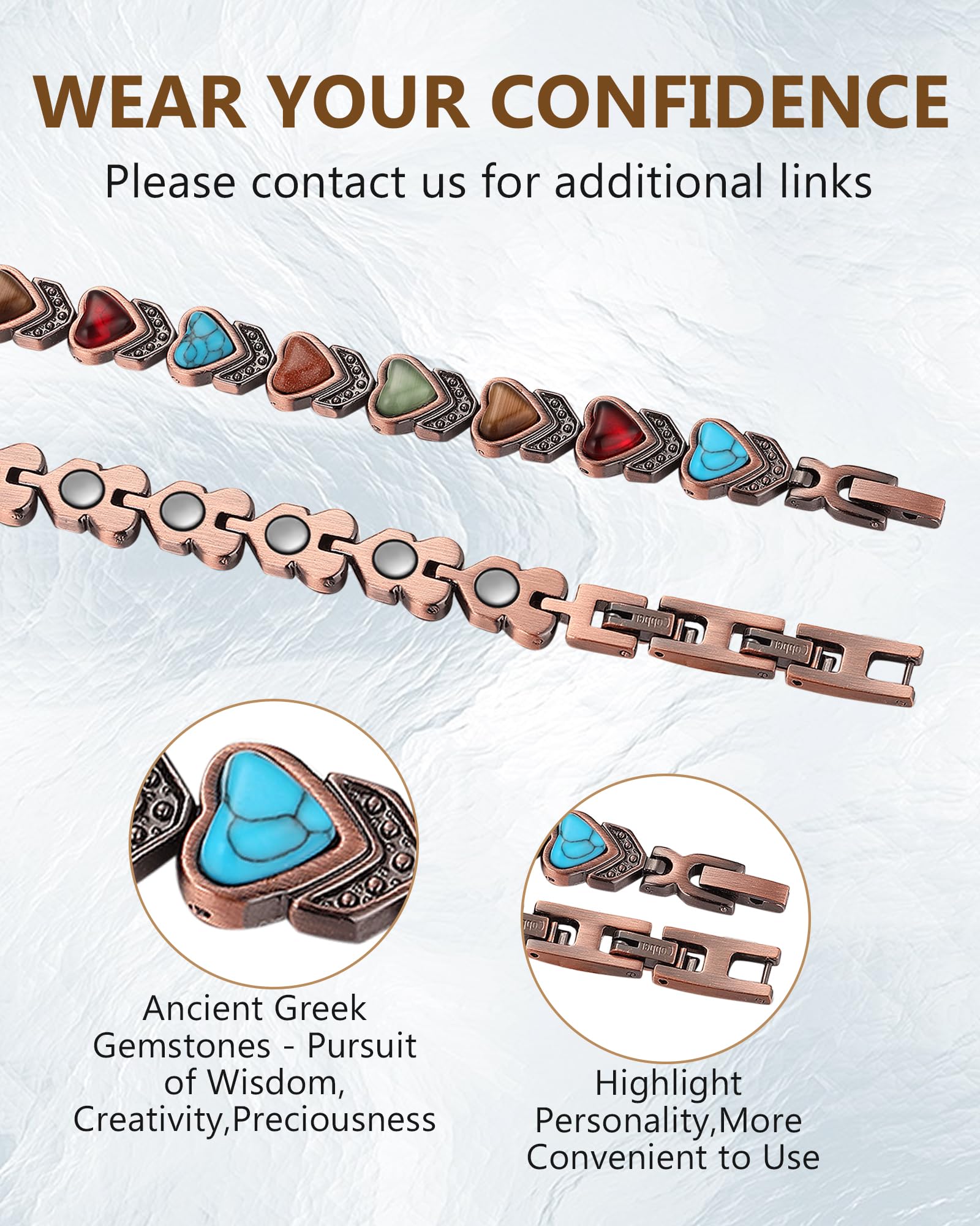 Feraco adjustable three-clasp fit with included sizing tool.