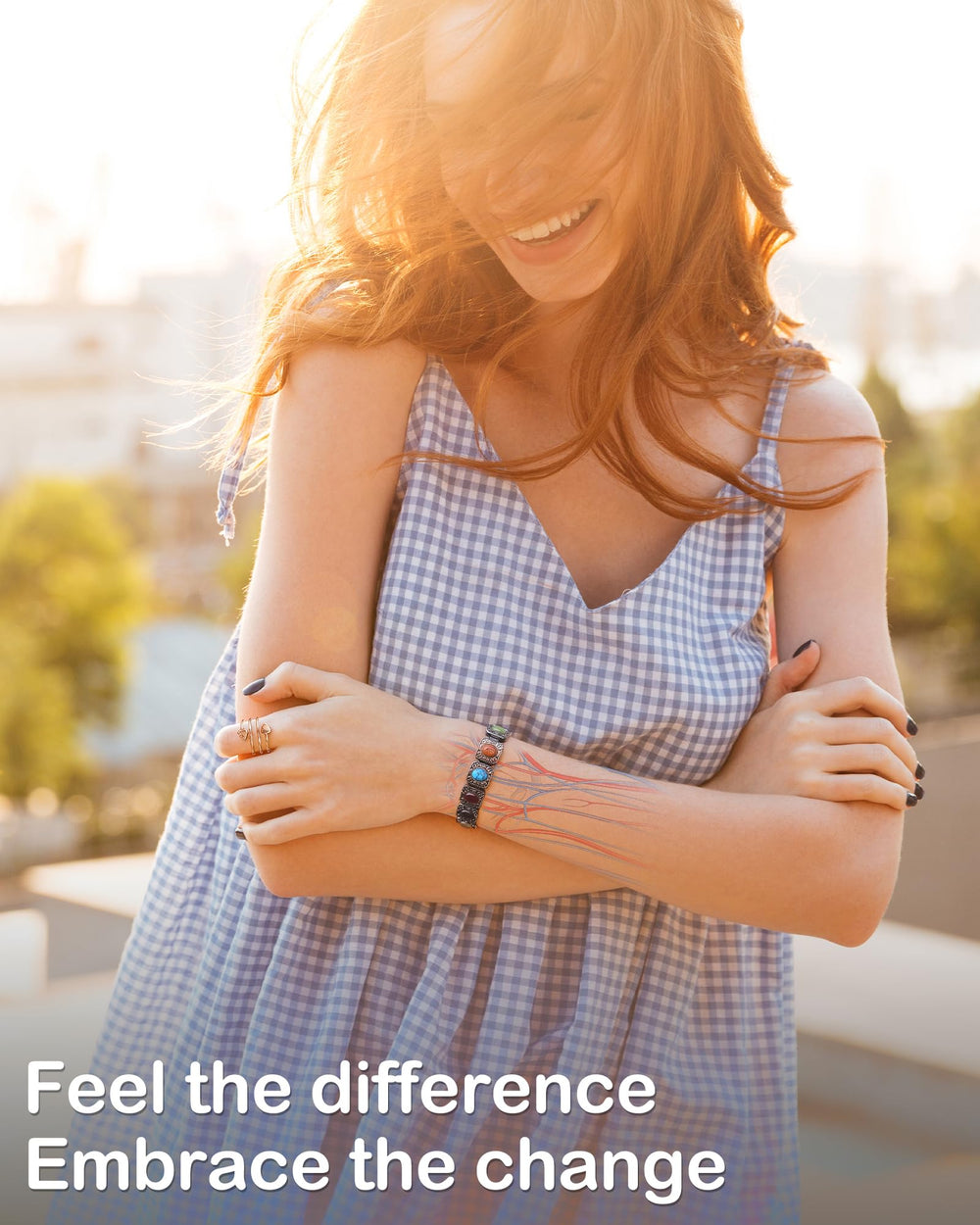 Feraco adjustable women’s bracelet with sizing tool for a precise, comfortable fit