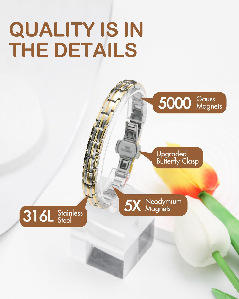 Feraco sizing tool included for a perfect, adjustable fit