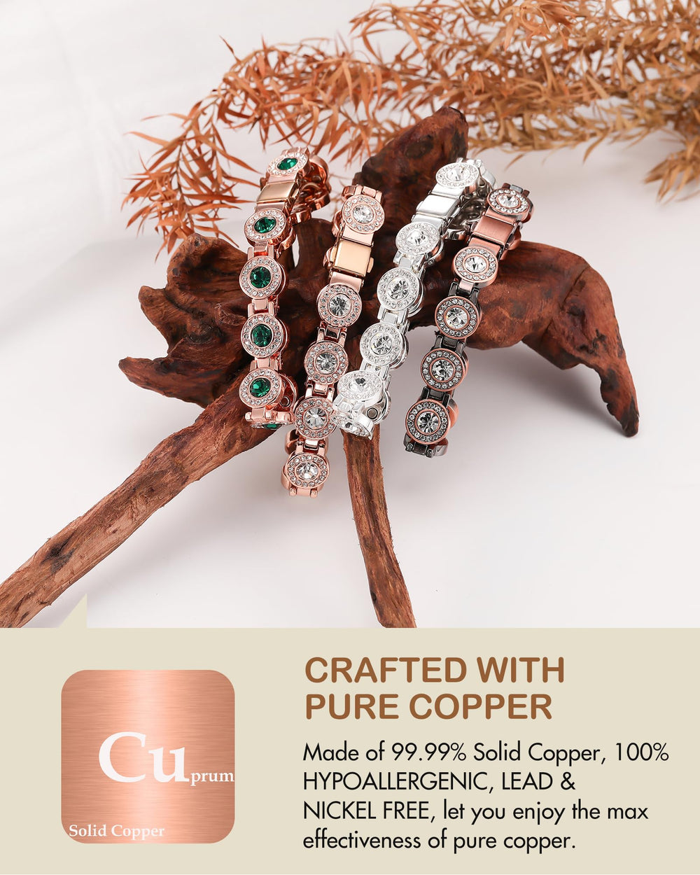 Feraco Austrian crystals sparkle, catching light from every angle.