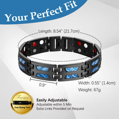 Feraco blue carbon fiber design detail adds modern style to the bracelet.