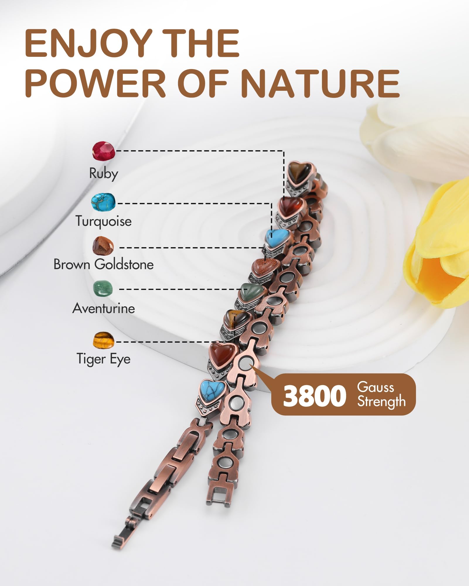 Feraco Copper Ankle Bracelet turquoise stone detail adds vibrant accents to outfits