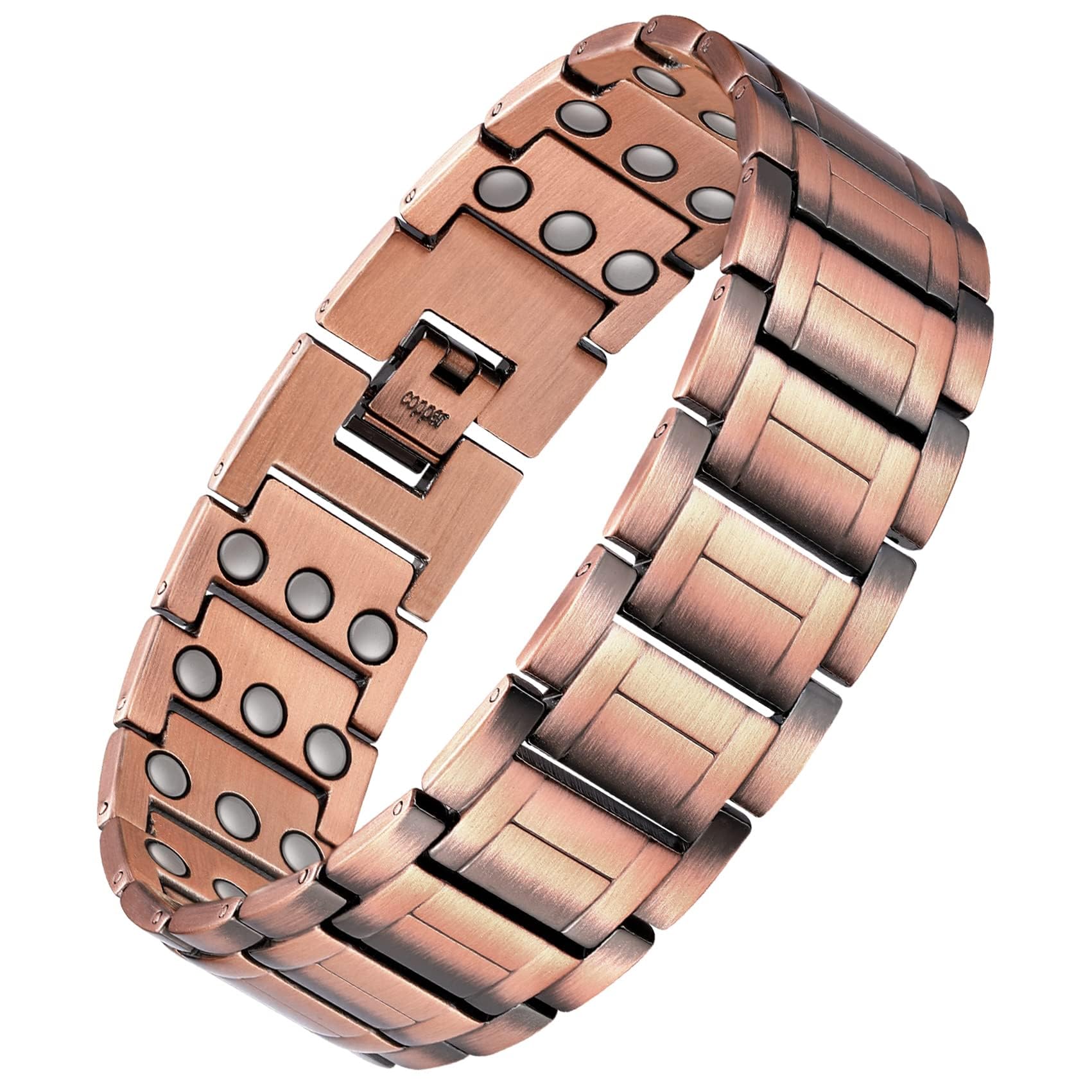 Feraco 3X Strength copper bracelet closeup with three magnet rows for durable everyday wear.