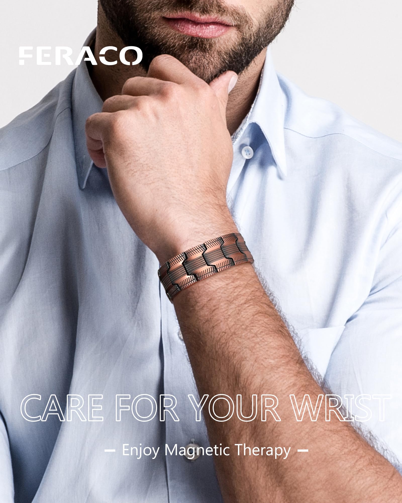Feraco copper bracelet length 8.66 inches offers customizable fit