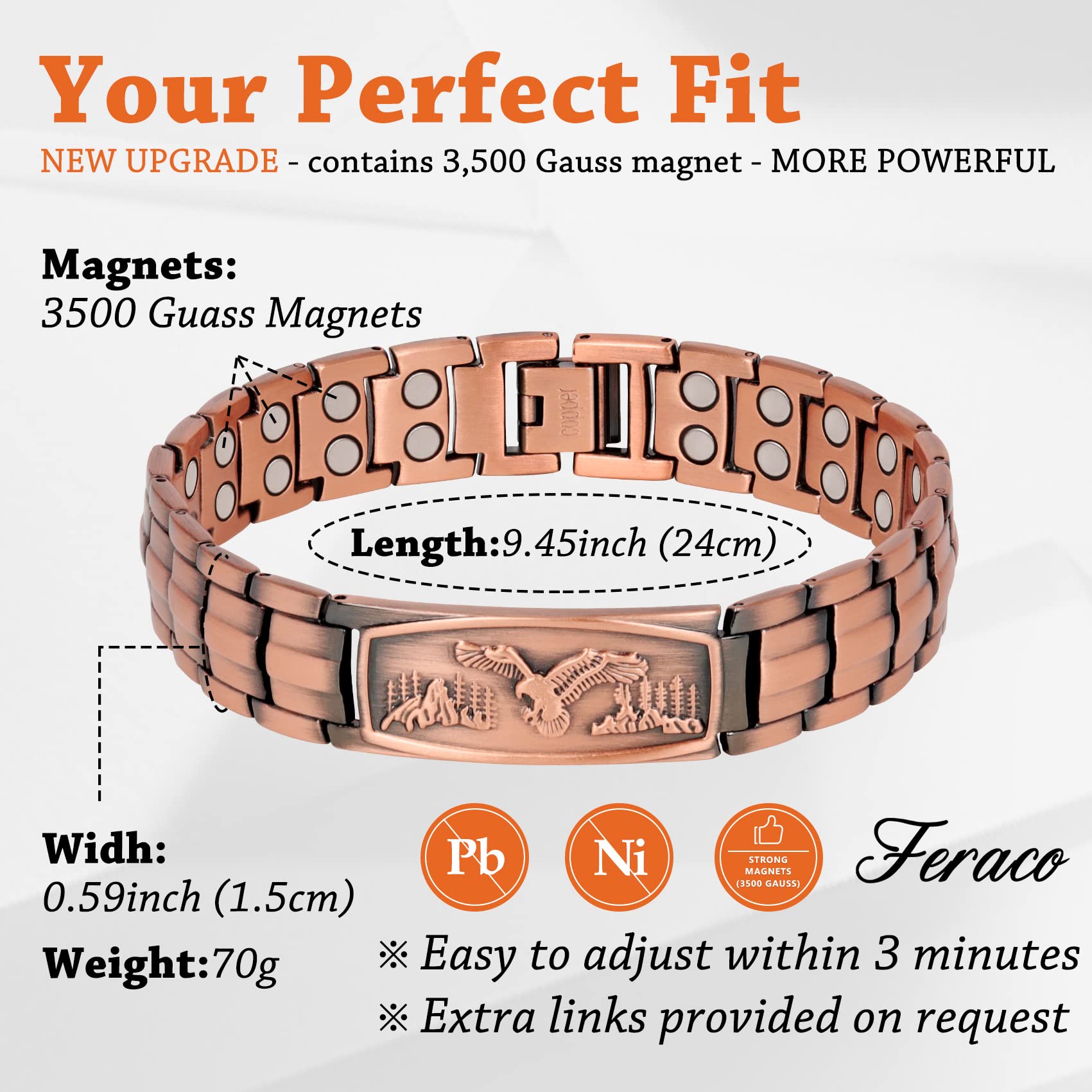 Feraco adjustment tool in use for easy, precise sizing.