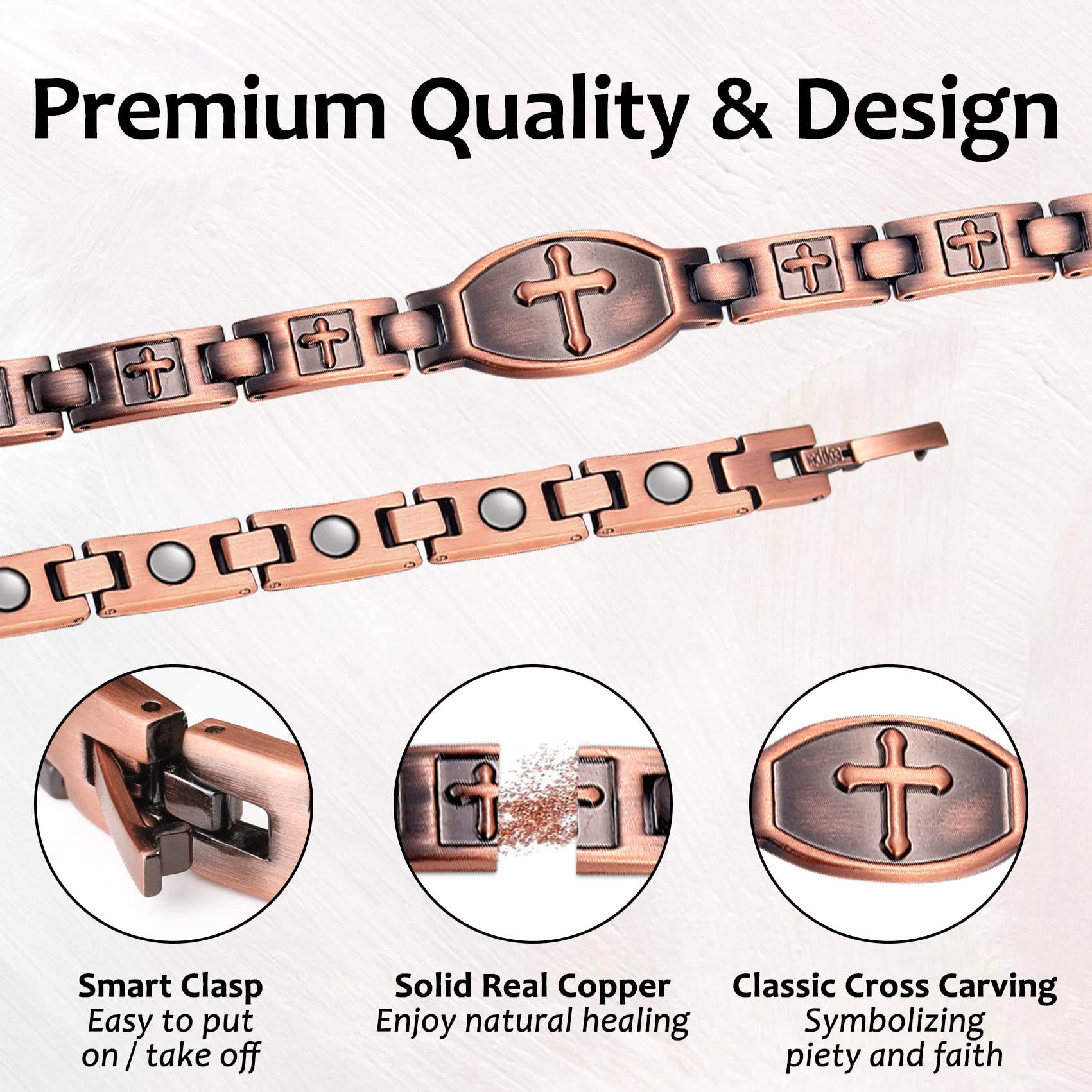 Feraco copper bracelet cross design for versatile style