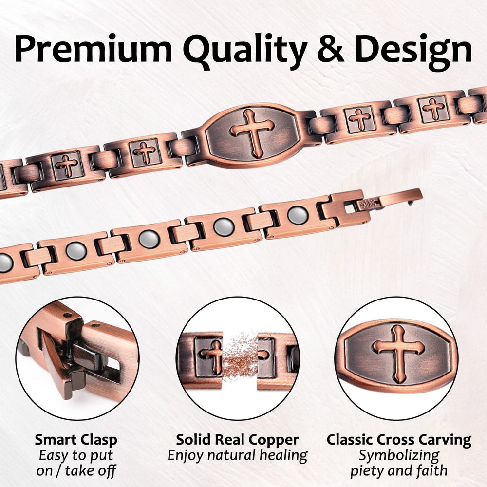 Feraco copper bracelet cross design for versatile style