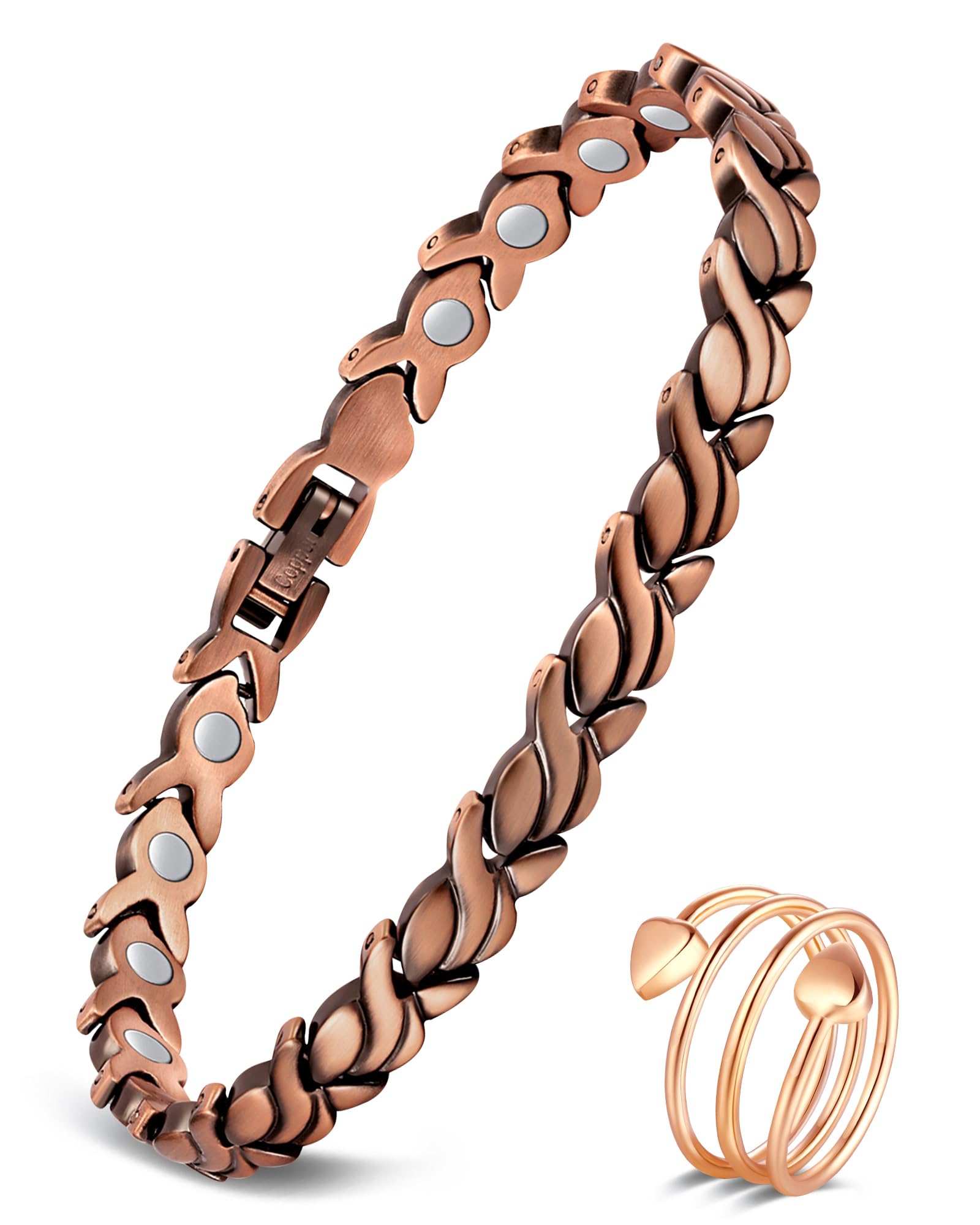 Feraco Copper Bracelet front view shows a sleek, versatile daily-wear design.