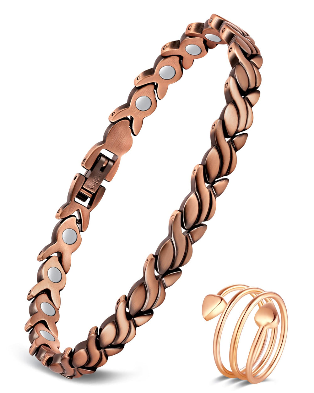 Feraco Copper Bracelet front view shows a sleek, versatile daily-wear design.