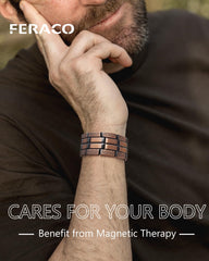 Feraco magnetic therapy bracelet with magnets visible for daily wear.