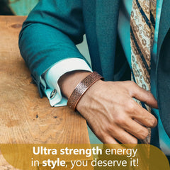 Feraco copper bracelet magnets close-up emphasizes hypoallergenic copper for sensitive skin.