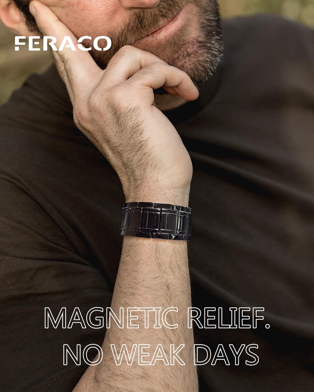 Feraco copper bracelet magnets closeup highlights 3800 Gauss magnets and magnetic structure.