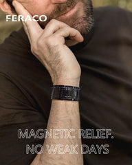Feraco copper bracelet magnets closeup highlights 3800 Gauss magnets and magnetic structure.