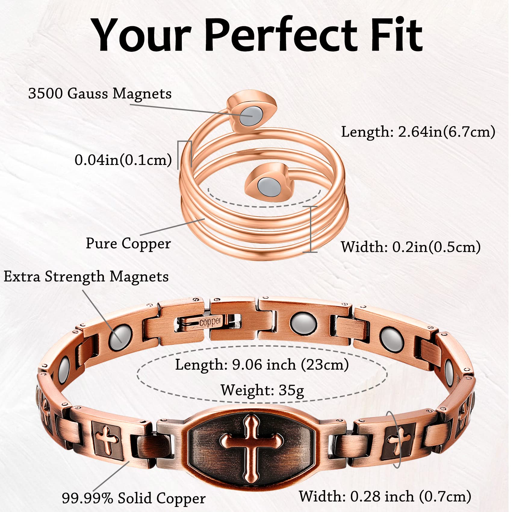 Feraco copper bracelet magnets inside for wrist proximity comfort