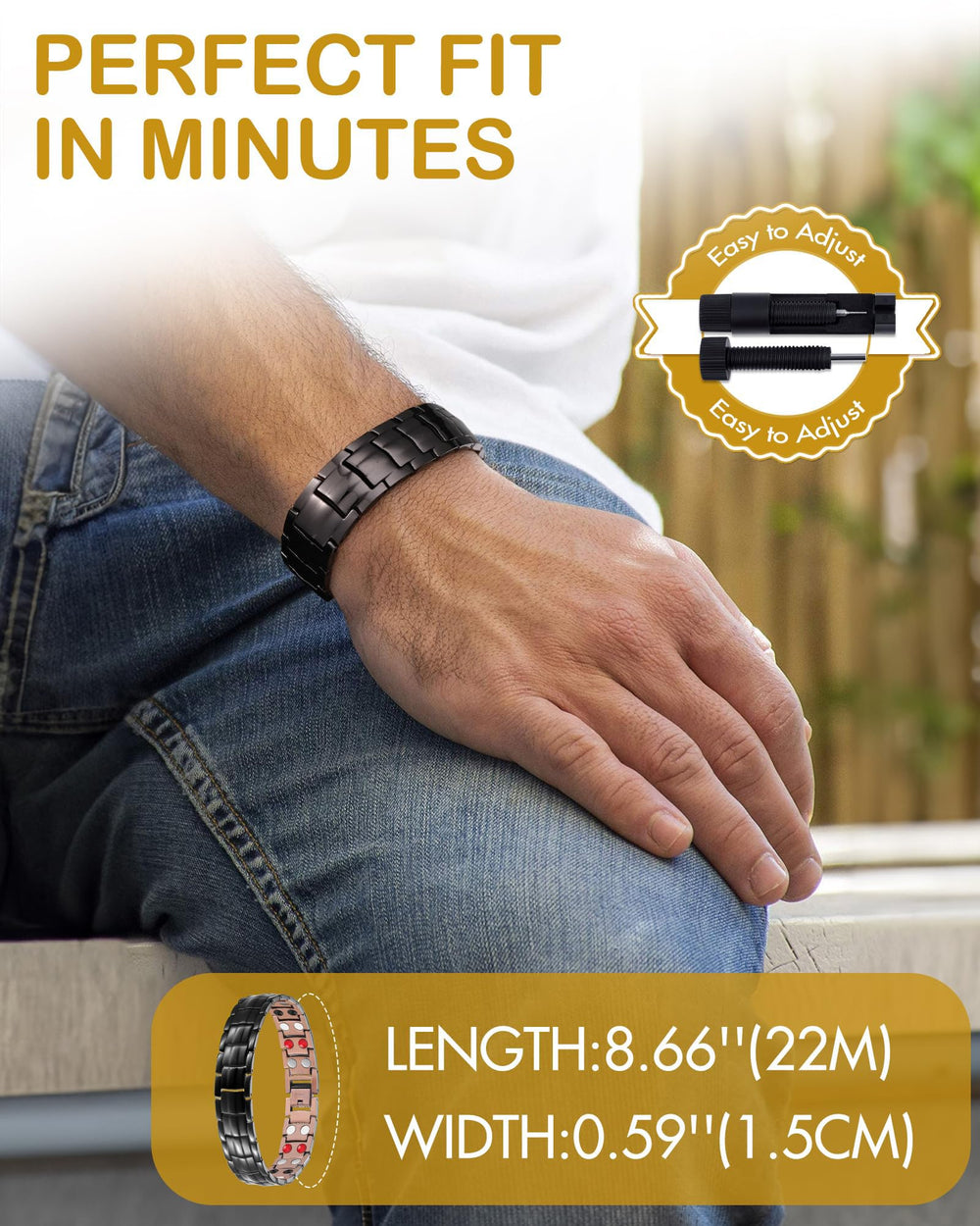 Feraco copper bracelet with secure clasp for all-day comfortable wear