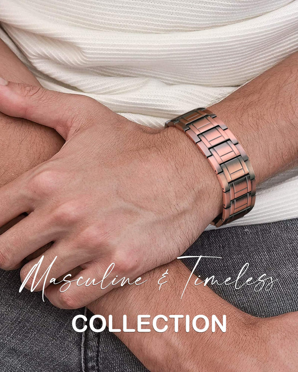 Feraco Copper Bracelet classic design suits casual and formal looks.