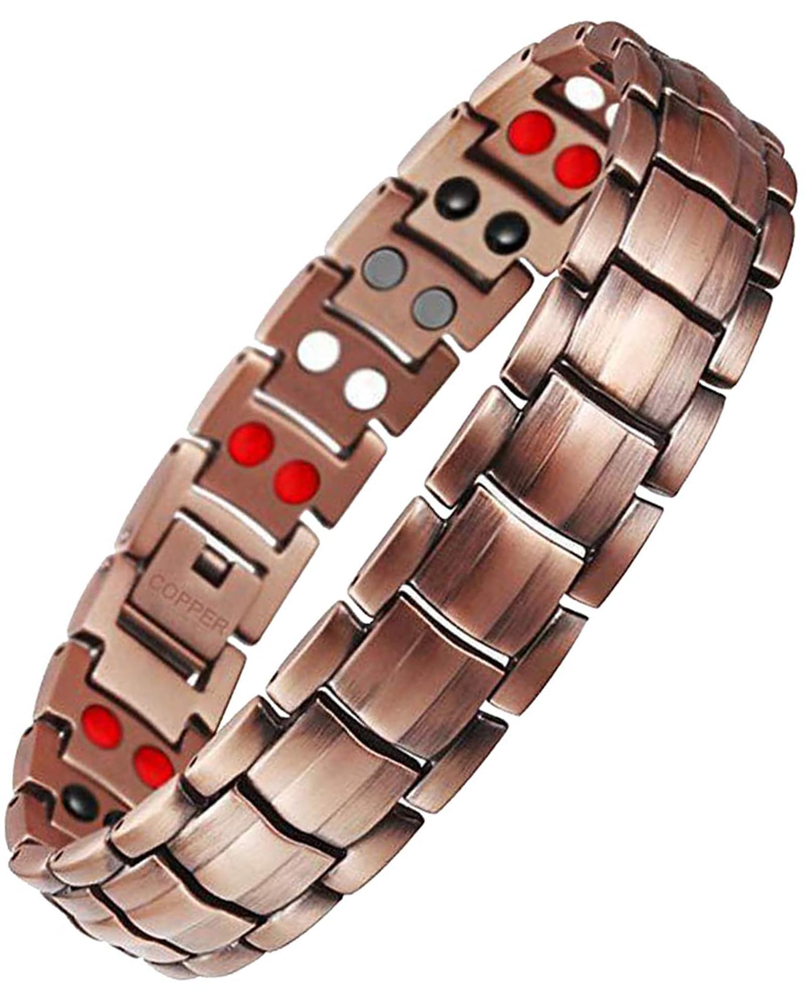 Feraco copper bracelet for men front view shows bold, durable design for daily wear.