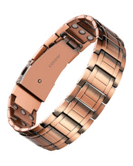 Feraco Copper Bracelet close-up shows pure copper craft and hypoallergenic comfort.