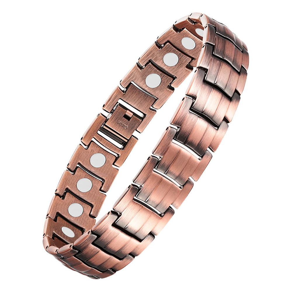 Feraco copper bracelet for men with wide link design for bold style and durability.