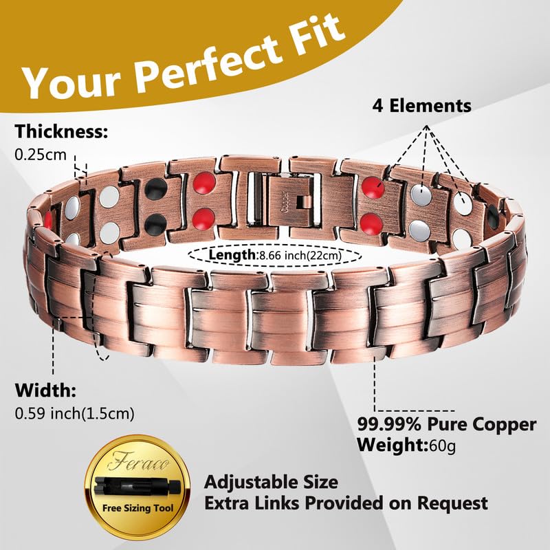 Feraco bracelet on model wrist demonstrates fit for larger wrists.