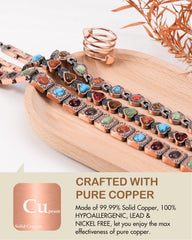 Feraco copper bracelet texture closeup highlights warm patina