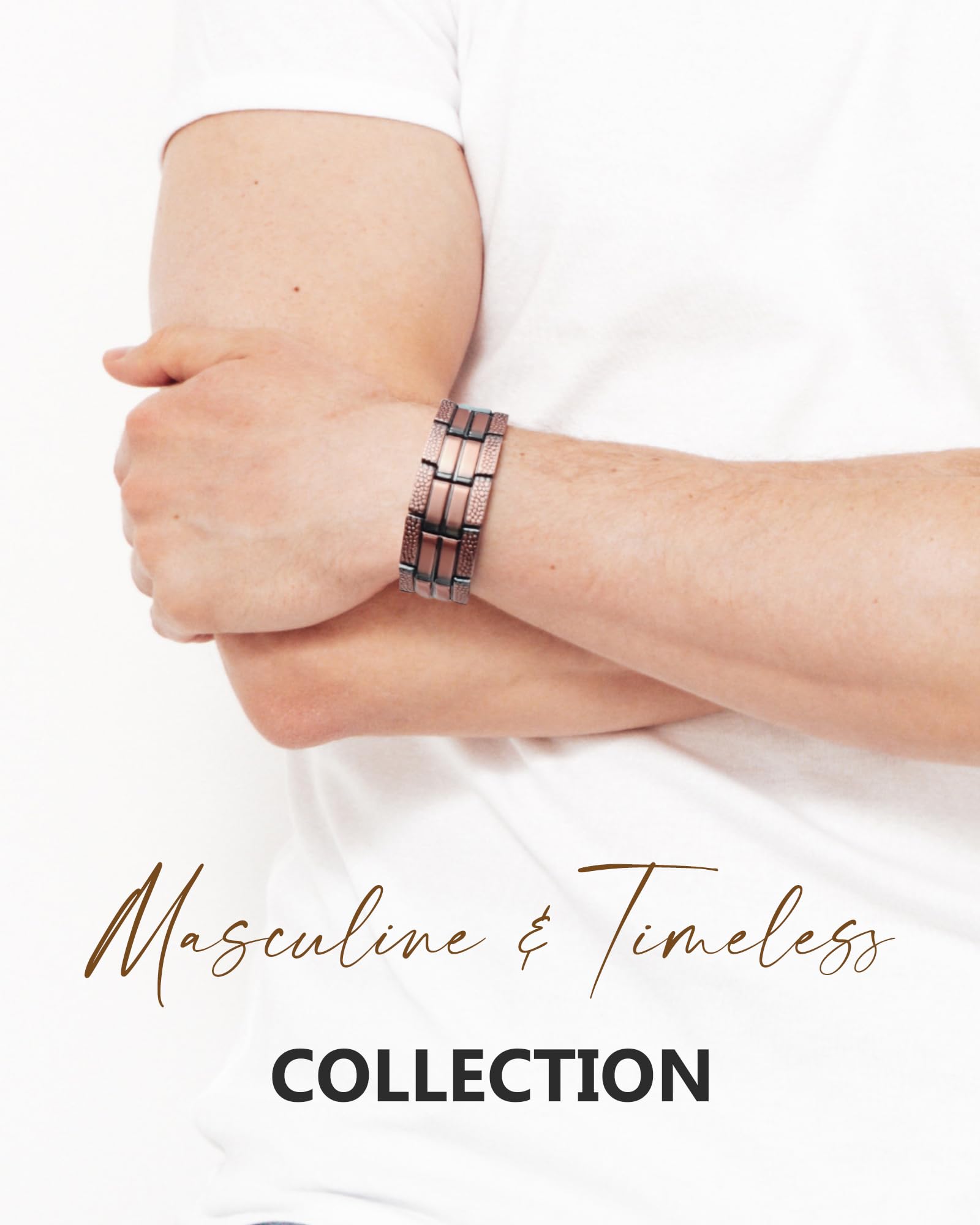 Feraco bracelet worn on wrist during work emphasizing comfortable design.