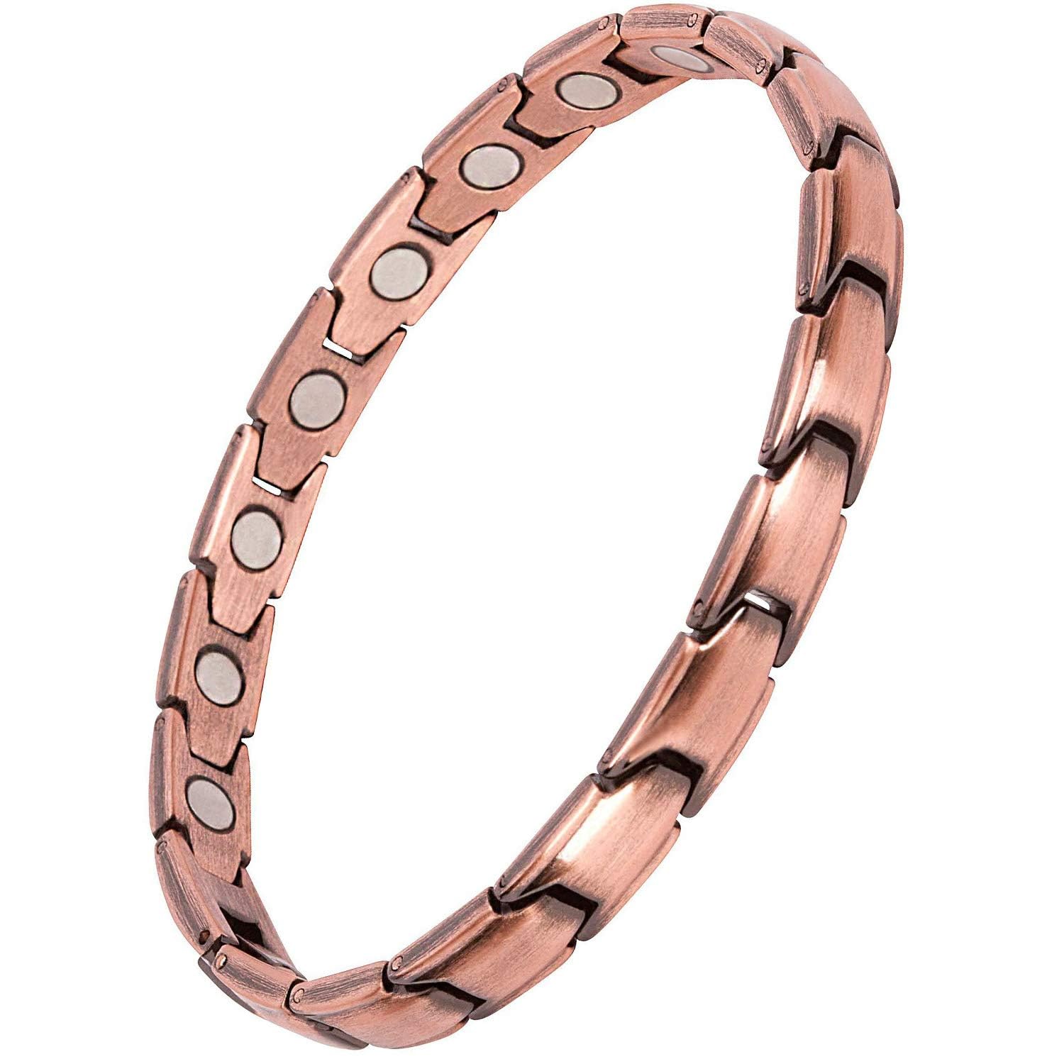 Feraco copper bracelet on woman in angled view highlighting elegant design for daily wear
