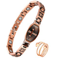 Feraco Copper Bracelet for Women — 99.99% Solid Copper Magnetic Bracelet with X-Shape Links & Cross Ring