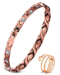 Feraco copper bracelet on a woman's wrist for everyday wear