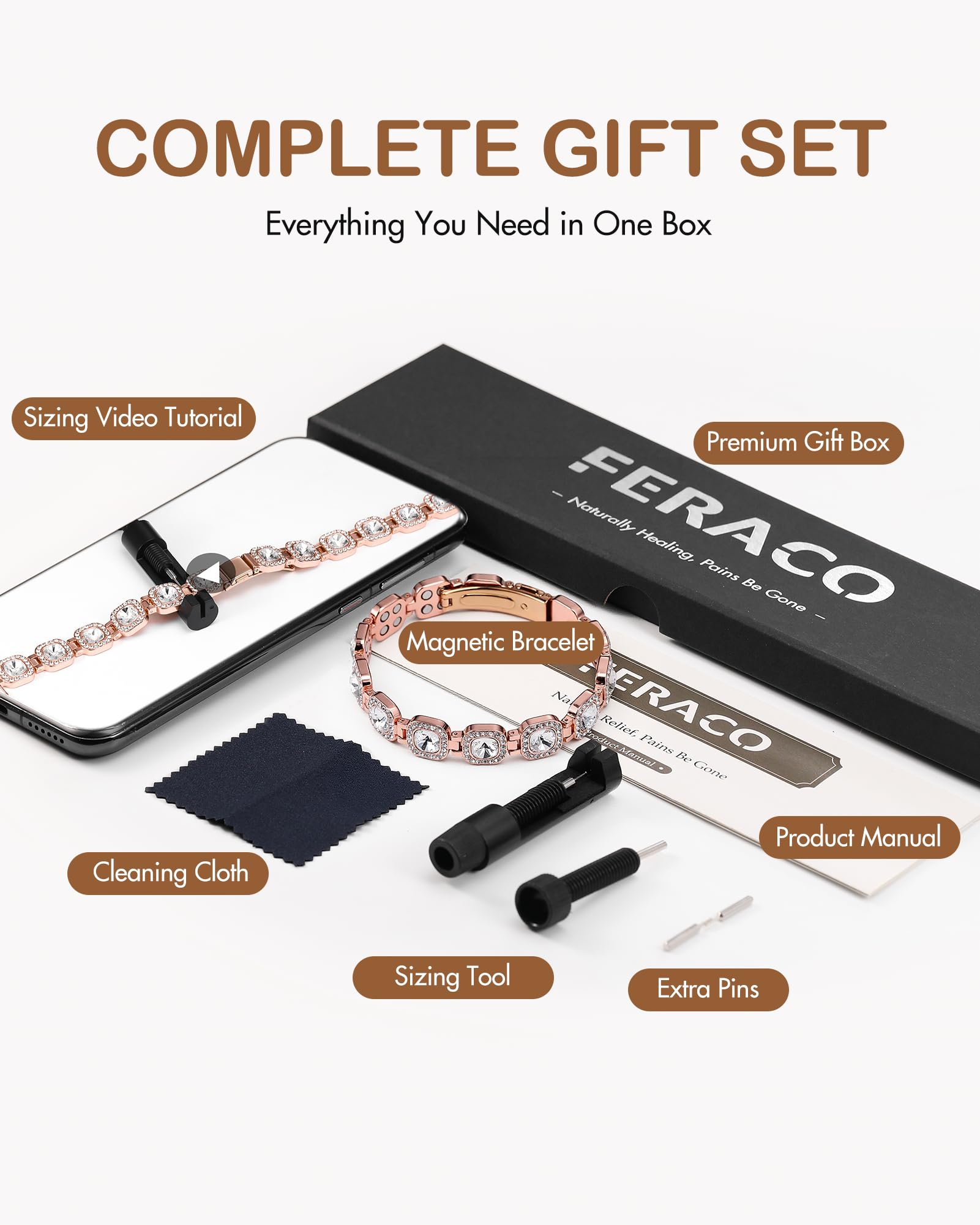 Feraco bracelet in elegant gift box, ready for gifting.
