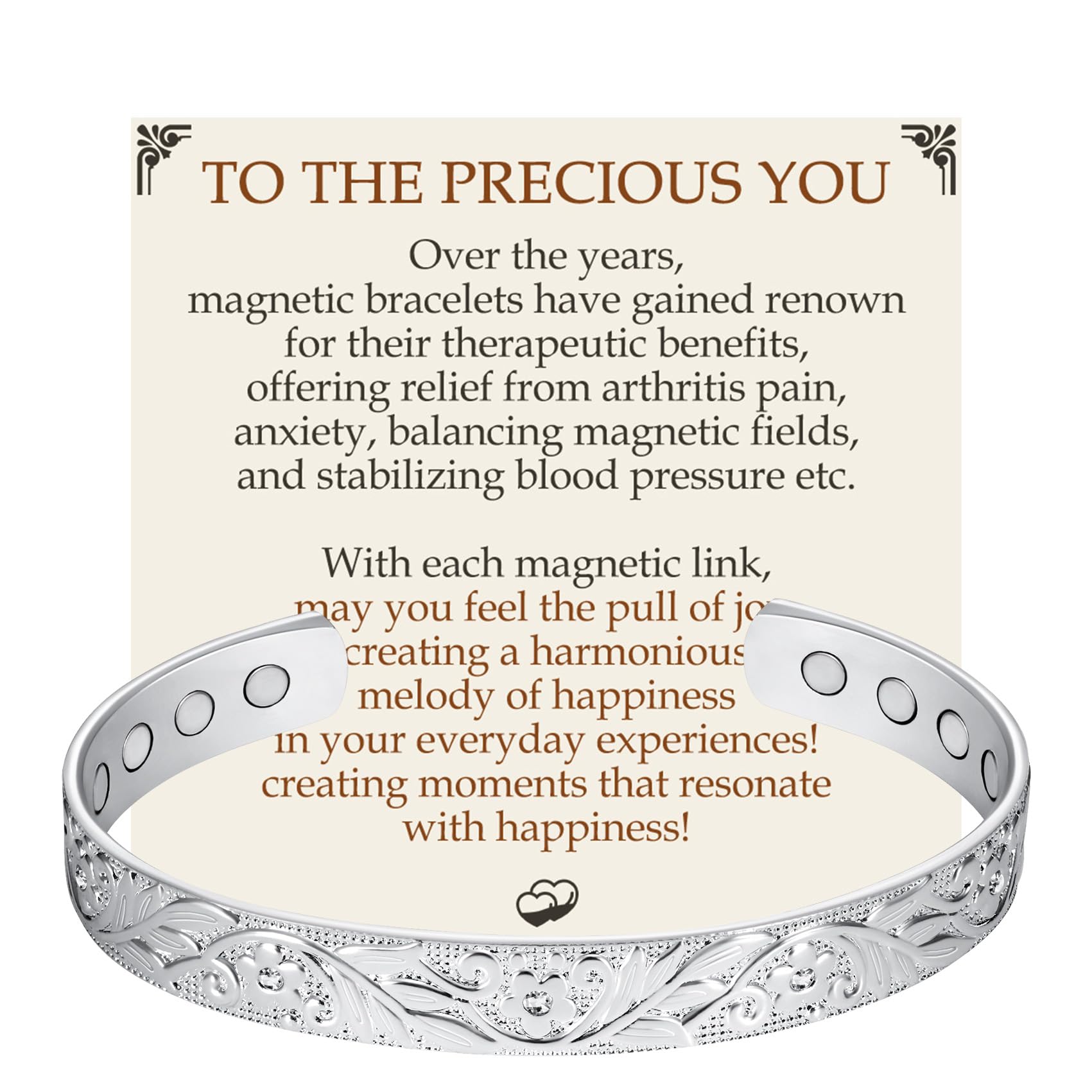 Feraco copper bracelet for women with 12x magnetic power for daily wear.