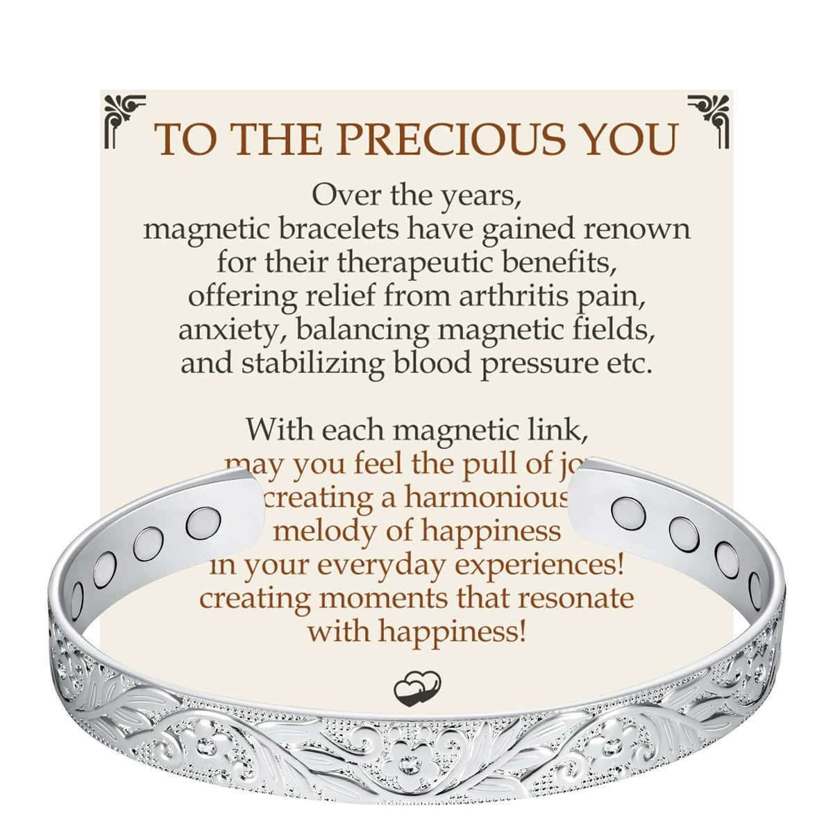 Feraco copper bracelet for women with 12x magnetic power for daily wear.