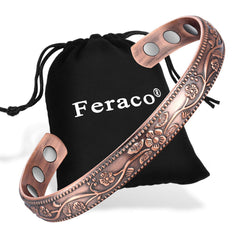 Feraco copper bracelet with vintage flower design for daily wear