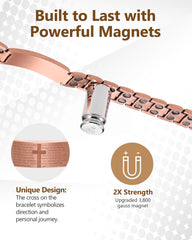 Feraco copper cross bracelet adjustable size tool demonstrates easy fit and comfort