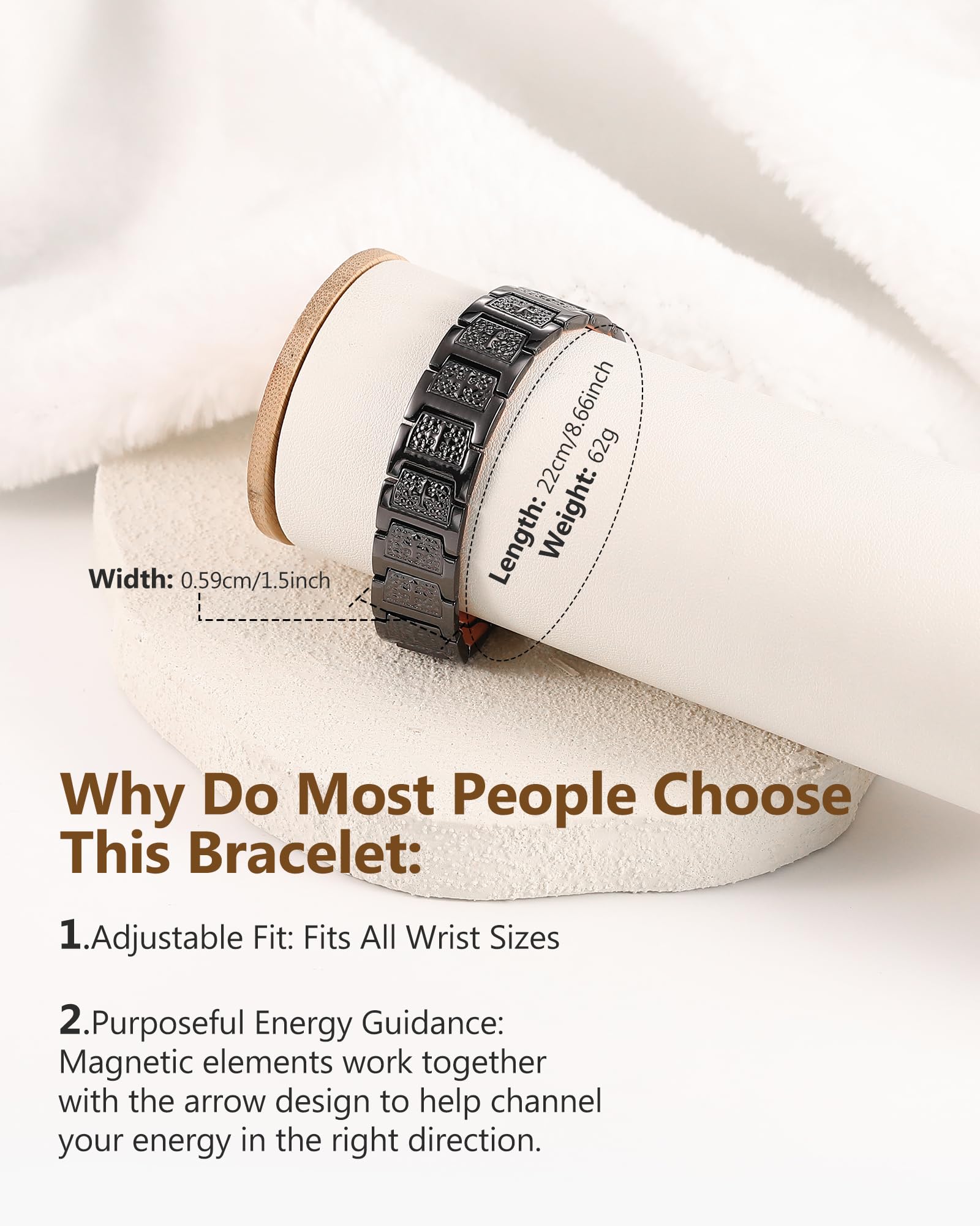 Feraco bracelet adjustable sizing tool included for a comfortable, customized fit.